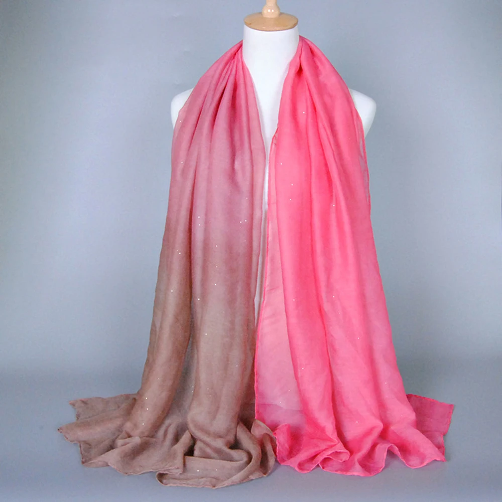 Women Gradient Scarf Stole Wrap Shawl Soft Cotton Linen Yarn Bali Scarves Elegant Bronzing Long Shawls Wraps Multicolor 180*90CM |