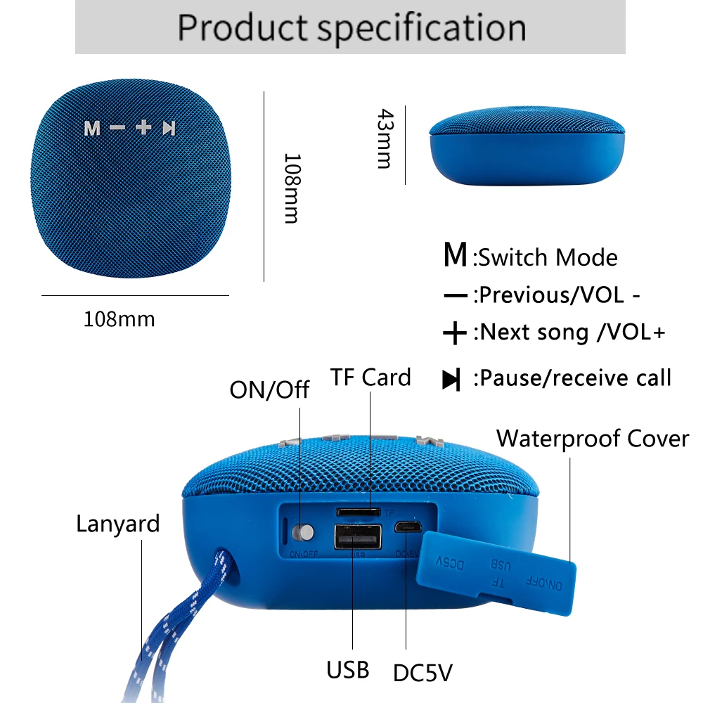 K281 открытый портативный Bluetooth динамик мини беспроводной Colunm Водонепроницаемая