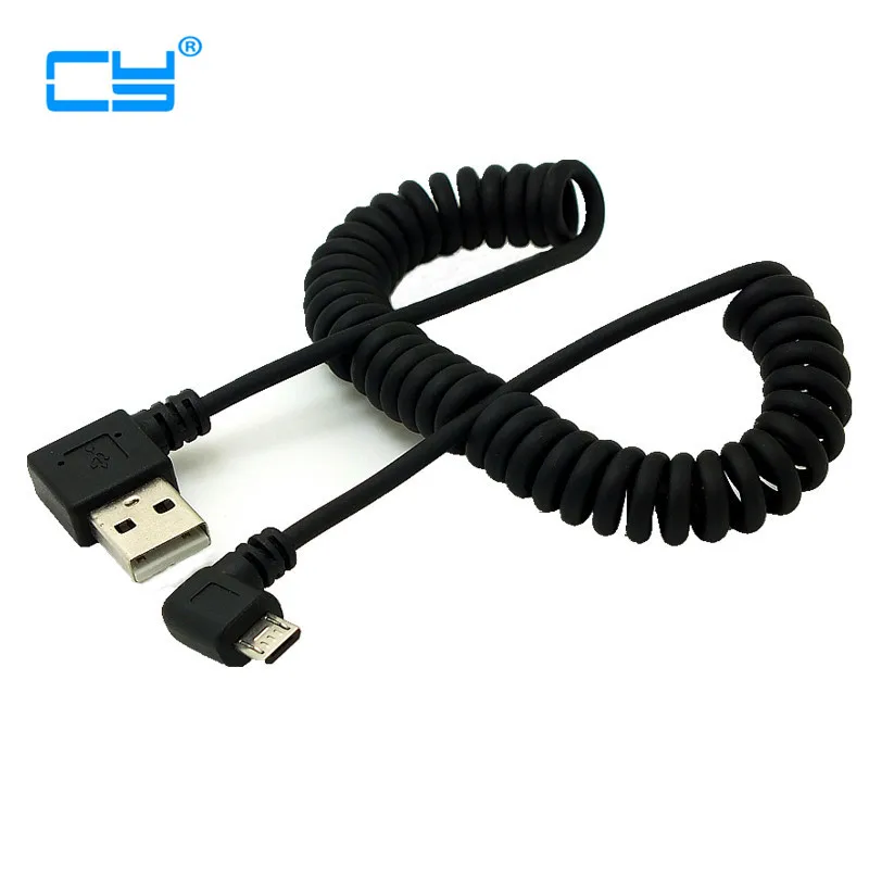 

1 м 90 градусов USB Micro USB Угловой кабель зарядка USB к Micro USB пружинный выдвижной кабель данных Синхронизация зарядное устройство Шнур спиральный...