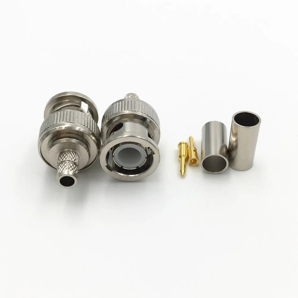ESCAM 10 шт Латунь 3 в 1 BNC Male Q9 Crimp RG58 RG142 RG400 LMR195 RF коаксиальный кабель прямой разъем для