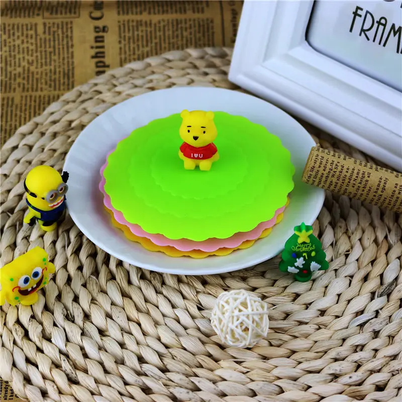 Симпатичная мультяшная силиконовая крышка для чашки напитков с присоской кофе и