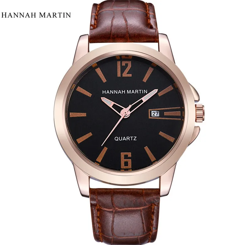 Топ бренд Роскошные модные бизнес мужские часы Дата кожа Нержавеющая сталь Спортивные кварцевые наручные