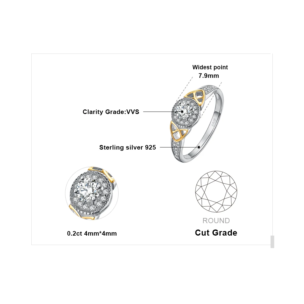 JewelryPalace кельтские узлы проложить фианит Halo обручение кольцо 925 пробы серебро Мода