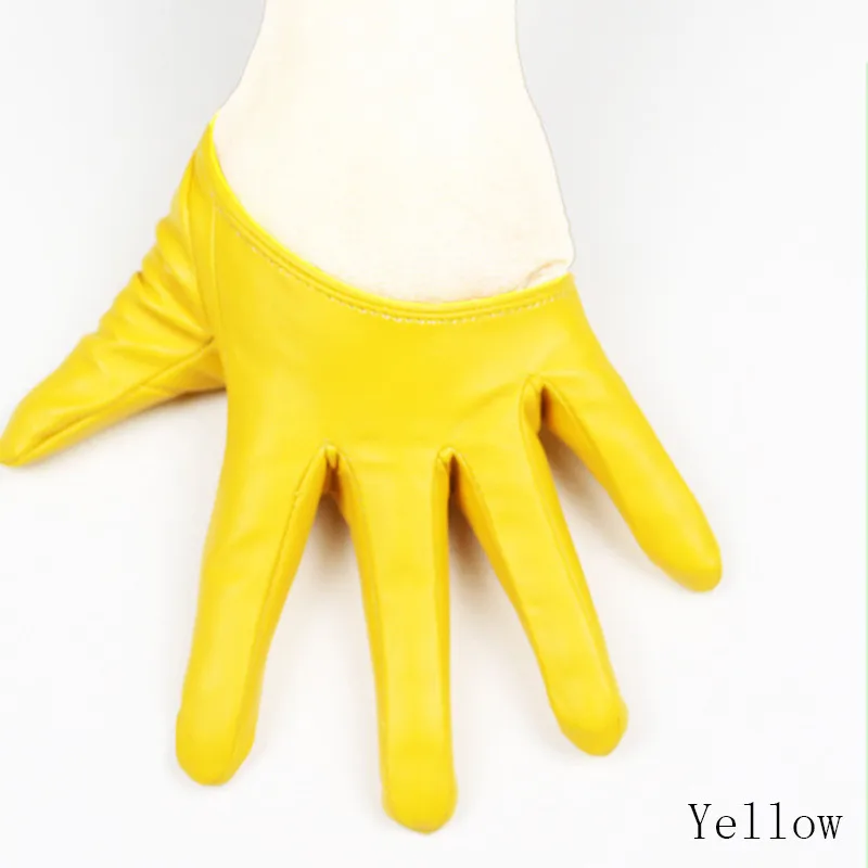Yellow Дизайн, соблазнительные кожаные перчатки для женщин, перчатки из искусственной кожи, Вечерние перчатки, черные, золотые, серебряные, G005 - Цвет: Yellow
