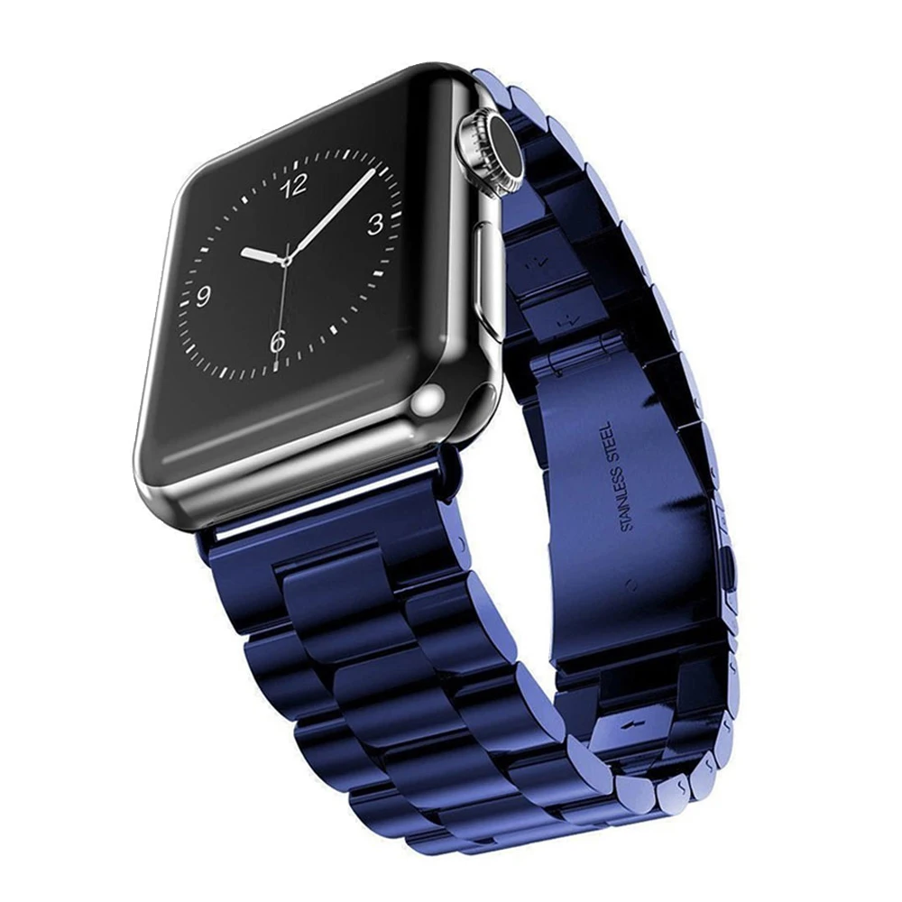 Ремешок из нержавеющей стали для Apple Watch band 44 мм 40 металлический роскошный браслет