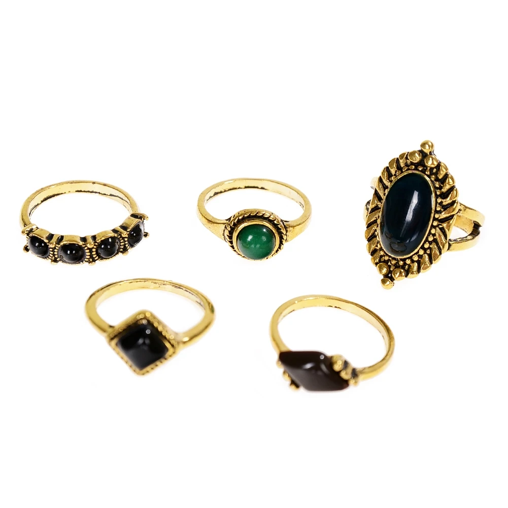 Vintage 5pcs / Set Ring Charm Crystal Stone Rings Geometric Roung Midi Knuckle Simple For Women Gold Color Jewelry | Украшения и