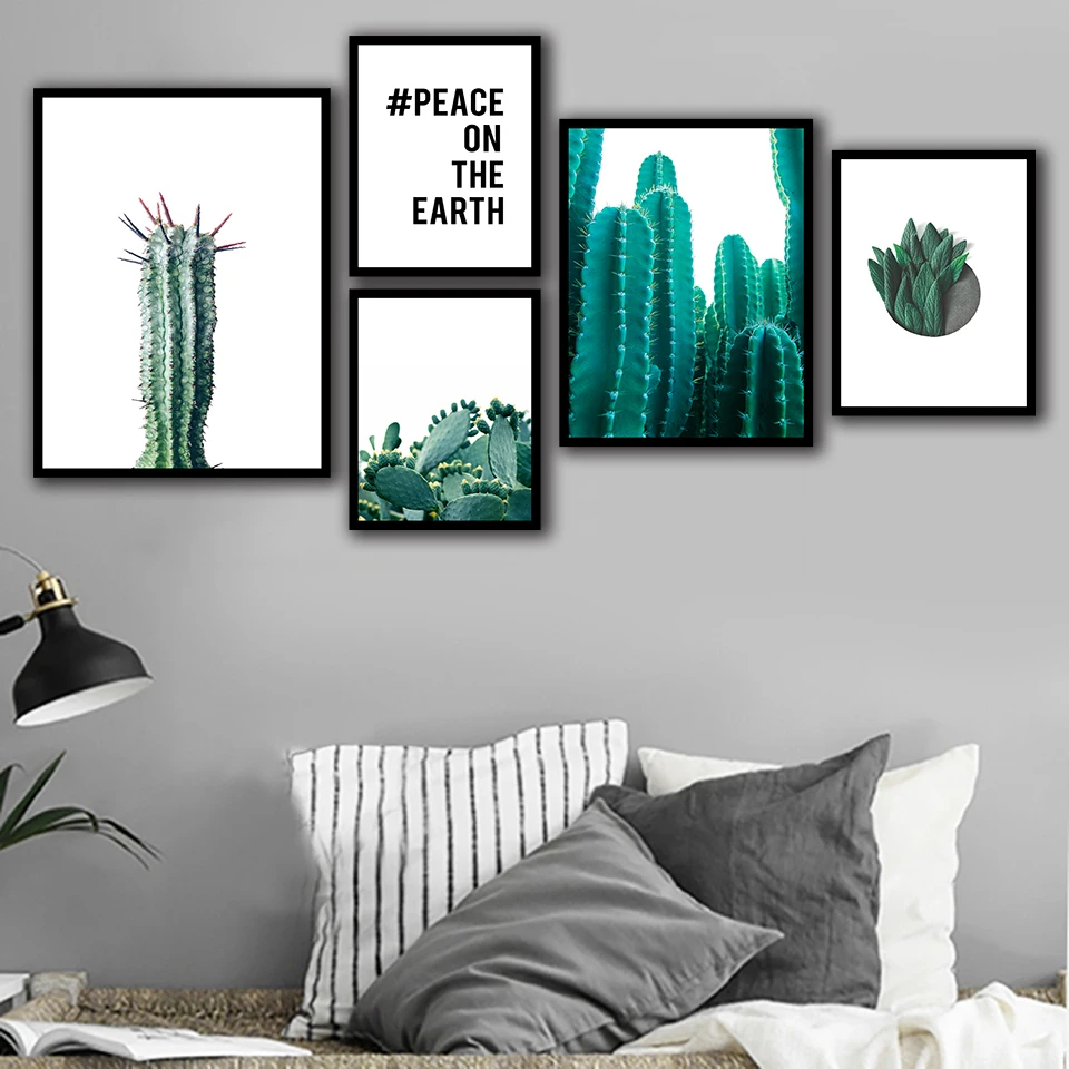 Скандинавский стиль листья кактус холст плакат печать мотивационные цитаты