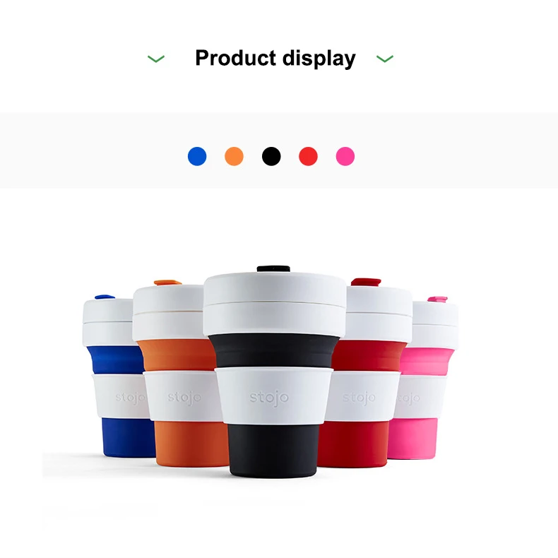 STOJO CUP Складная Силиконовая портативная силиконовая кофейная чашка многофункциональная Складная силиконовая чашка для офиса и путешествий