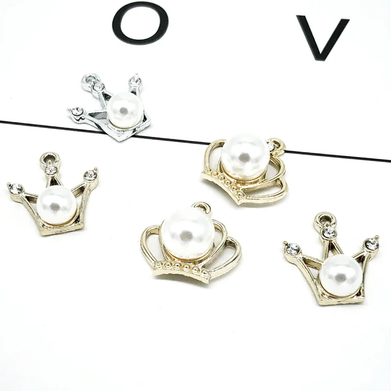 10 шт./лот жемчужные подвески с благородной короной золотистые/серебристые