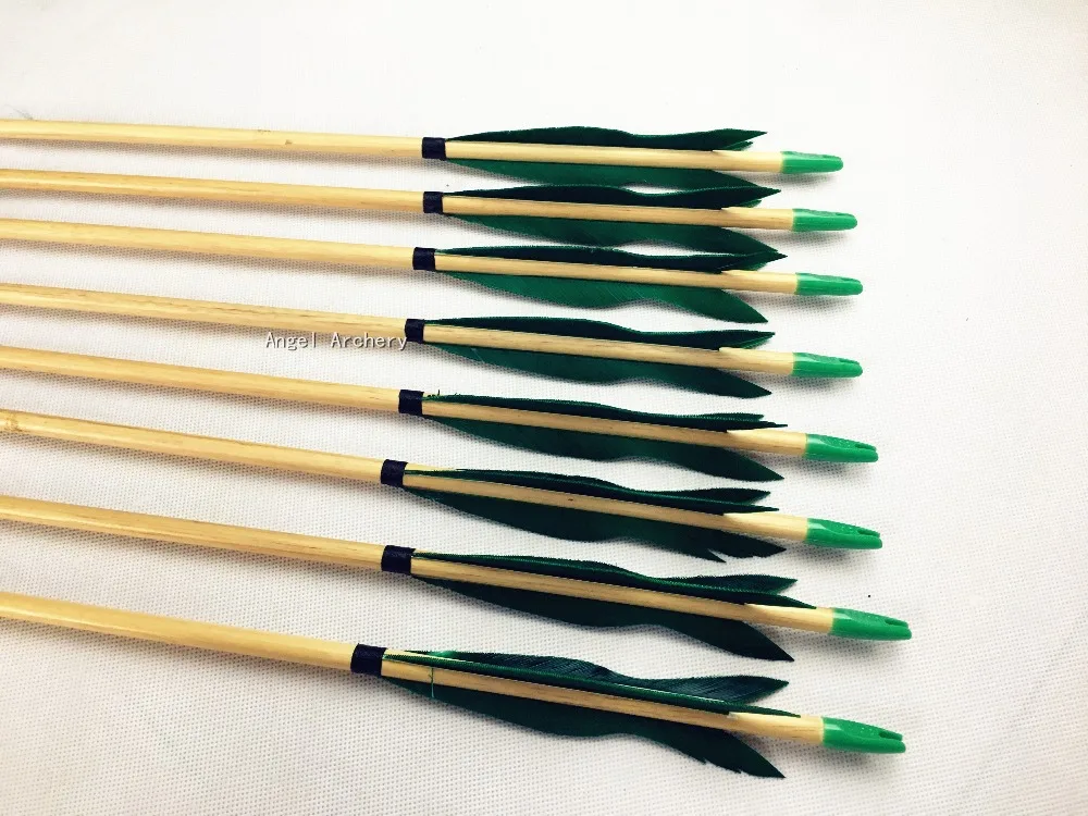 12PK традиционные деревянные стрелы для лука ручной работы красивая форма Зеленые