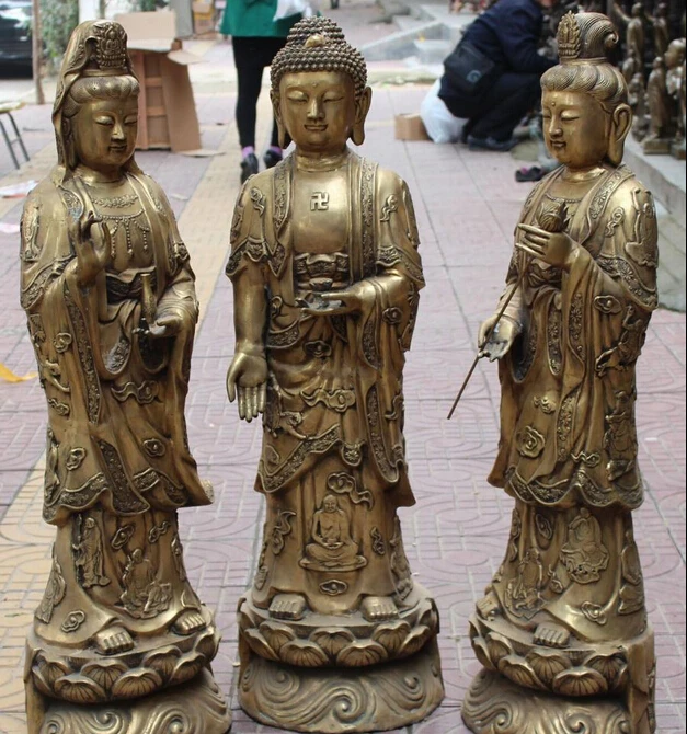 Xiuli 003292 39 &quotТибет Бронзовый Стенд Лотоса Западной Бог Будда Шакьямуни Кван-инь