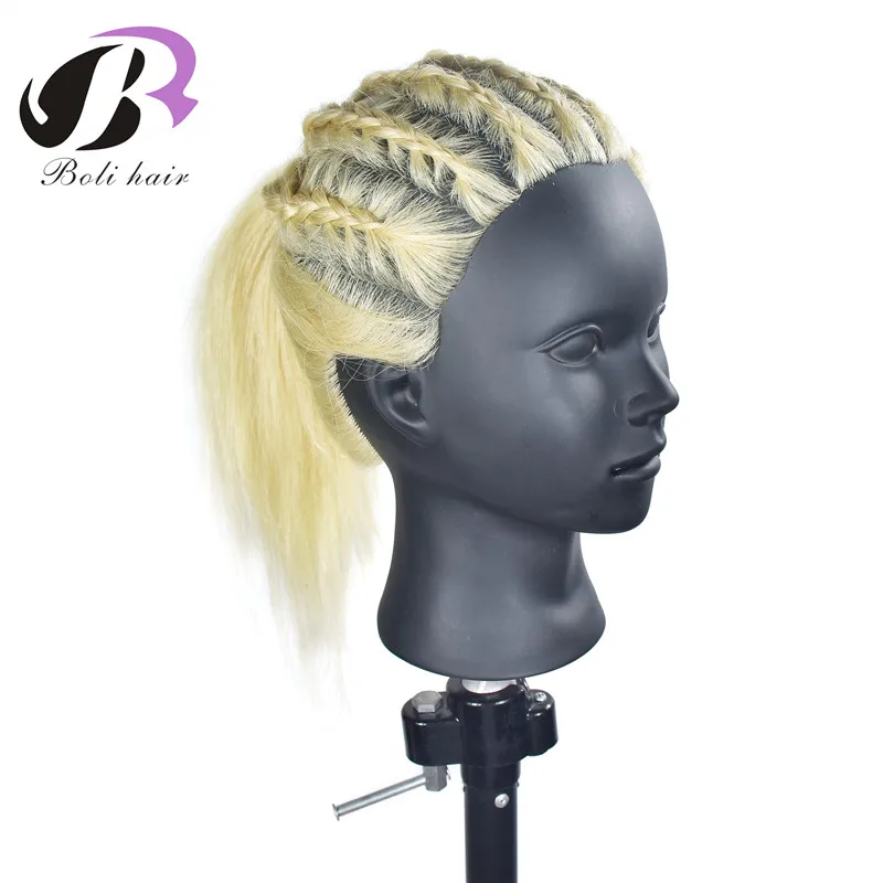 Free Shipping 100% Real Human Hair Training Head Practice Hairdressing Mannequin Cosmetology head hair training female Manikin