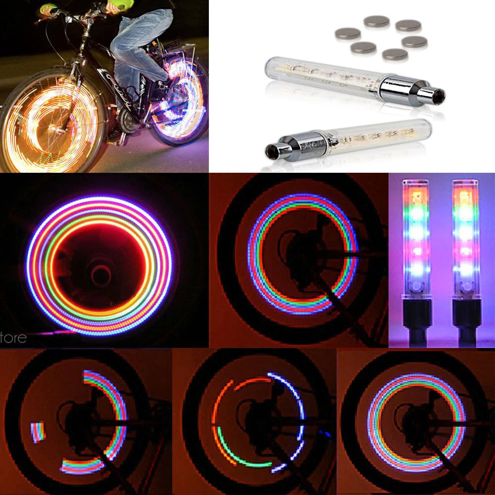 

5LED Super Bright Bike Bicycle Tyre Wheel Valve Cap Light LED Tyre Tire Valve Caps Wheel Spokes LED Light Accessories