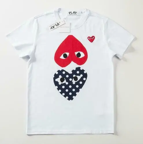 Унисекс игра CDG Lover Giant в горошек с красным сердцем Спортивная футболка хип хоп Newest