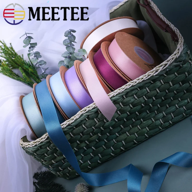Meetee 25Y/10Y 10/15/25/40 мм полиэстер атласная лента для ручной работы с бантом Крафтовая Подарочная станет лучшим другом вашему ребенку! Свадебная вечеринка одежда для собаки шить Материал