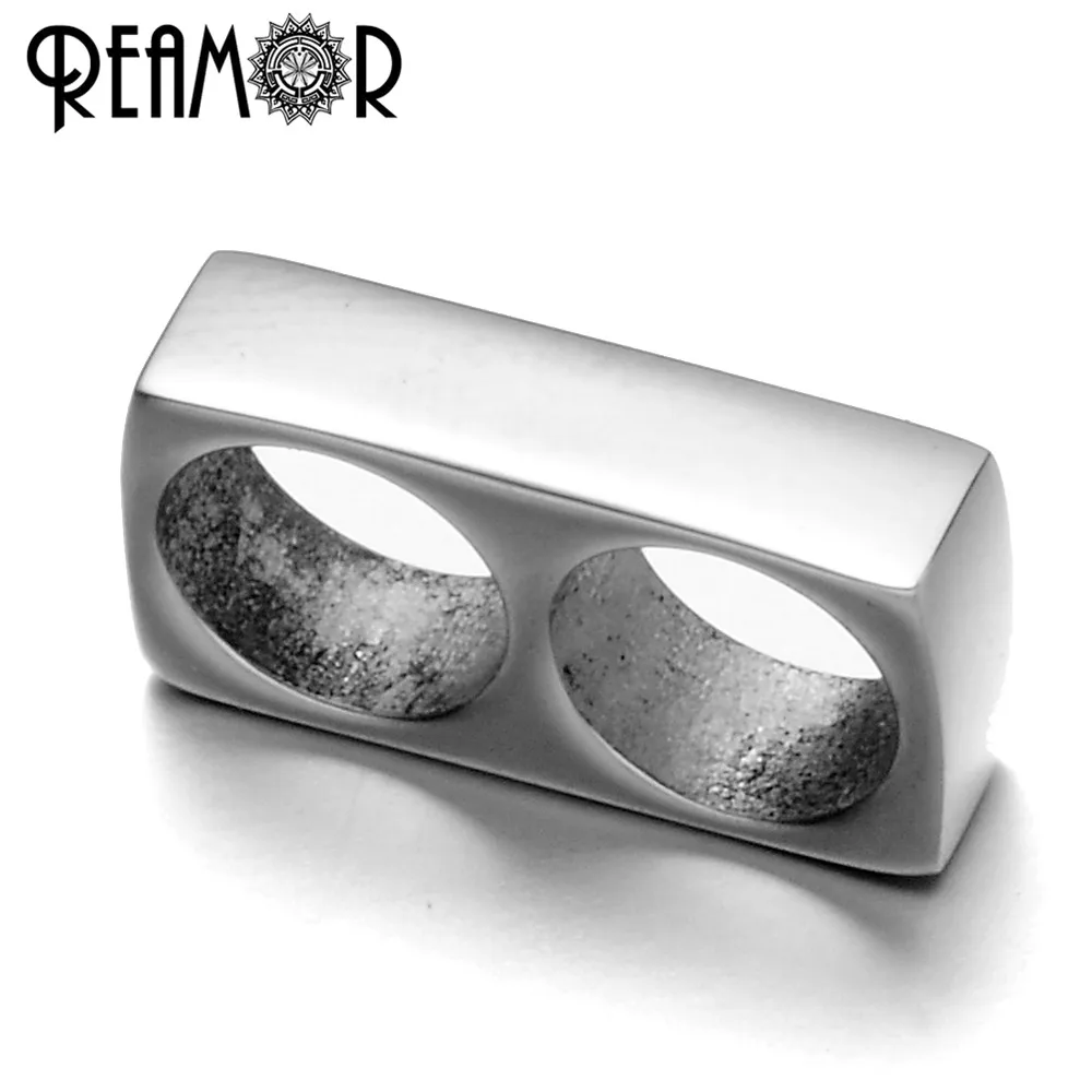 REAMOR 10 шт. 316l Нержавеющая сталь Серебряный тон 5 мм двойной/квадратное отверстие