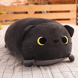 Black cat Длинные животные плюшевые игрушки мягкие игрушки животных подушка собака кошка Шиба ину Пингвин цилиндрическая плюши игрушка спящий друг - Цвет: Black cat