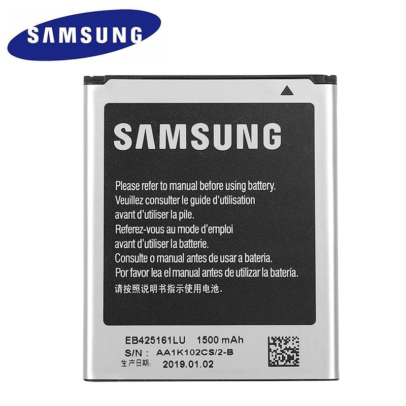 Оригинальная батарея Samsung EB425161LU для GT S7562L S7560 S7566 S7568 S7572 S7580 i8190 I739 I8160 S7582 SM J105H J1