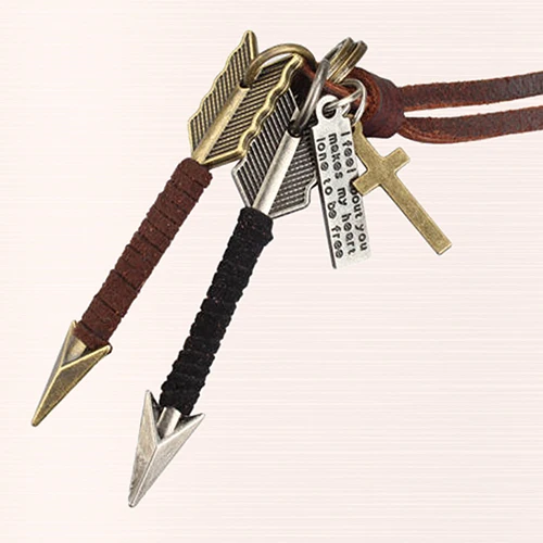 Модный мужской сплав тон стрелы кулон кожа чокер Шарм ожерелье | Украшения и