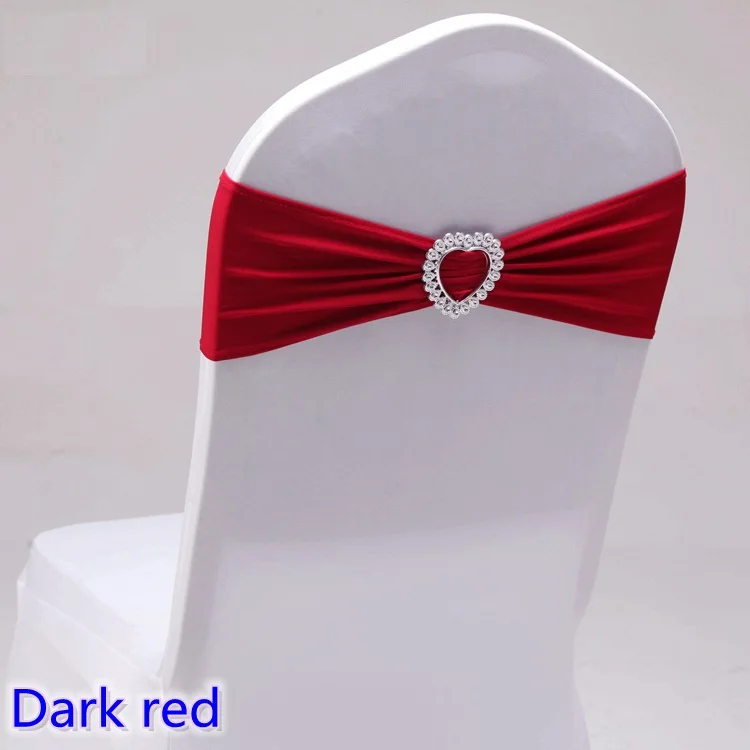 

Dark Red Colour Spandex Sash Wedding Lycra Chair Band Stretch For Chair Covers Decoration Party Dinner Banquet Chair Sash