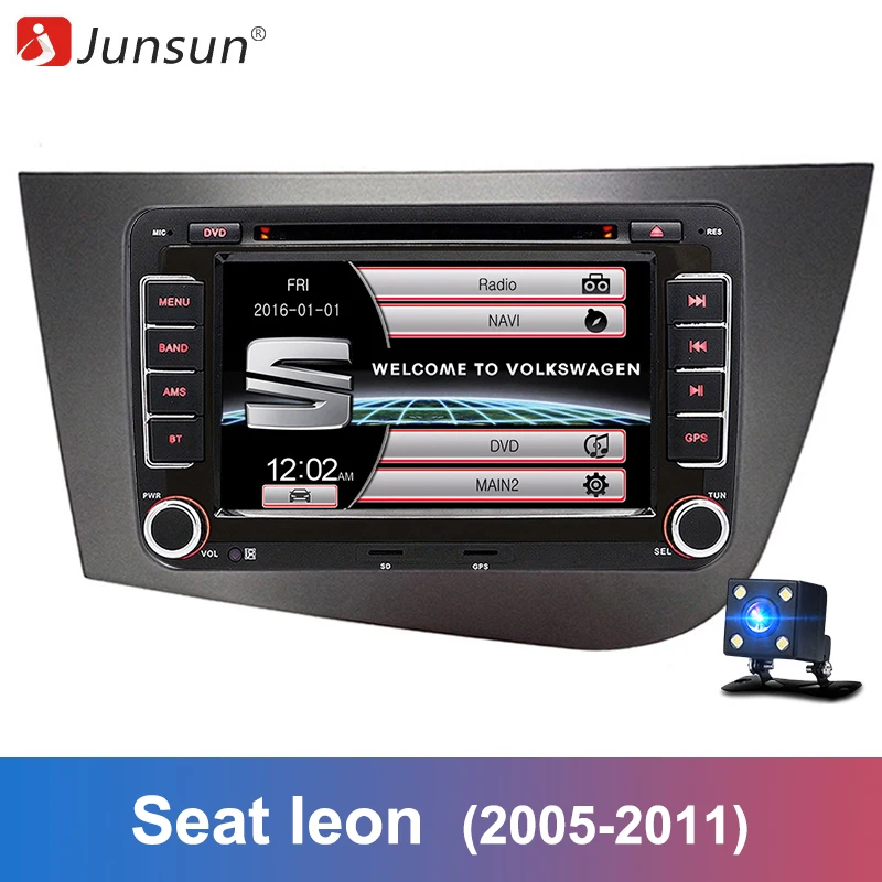 Junsun 2 Din 7 &quotавтомобильный DVD Радио мультимедийный плеер для Seat Leon 2005 2006 2007 2011 VW Skoda