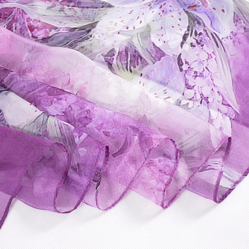 2016 Осень зима длинный шелковый шарф шаль Модный женский из 100% шелка тутового