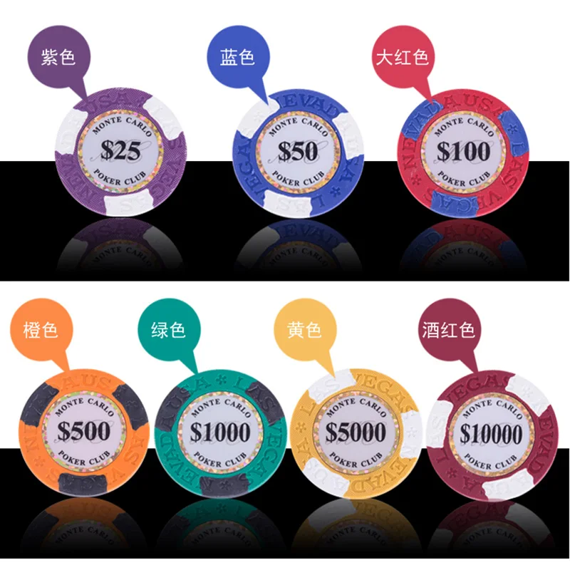 25 шт./компл. фишки для покера Техасский Холдем 14 г глина Монте Карло круглая
