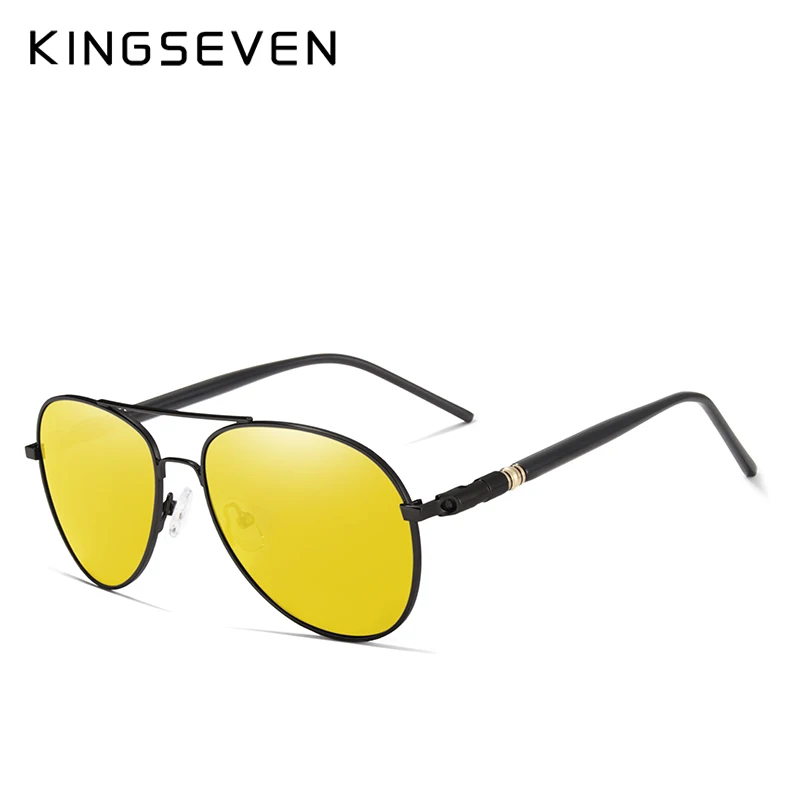 KINGSEVEN, мужские HD очки для ночного вождения, Поляризованные, антибликовые, для дождя, дня, ночного видения, солнцезащитные очки, для улицы, желтые линзы, солнцезащитные очки