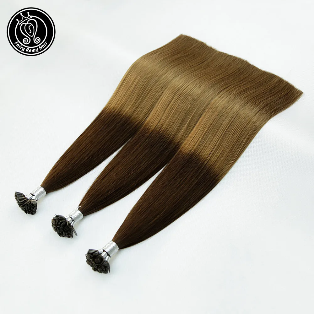 Фея Волосы Remy 0 8 г/локон плоский наконечник выдвижение человеческих волос