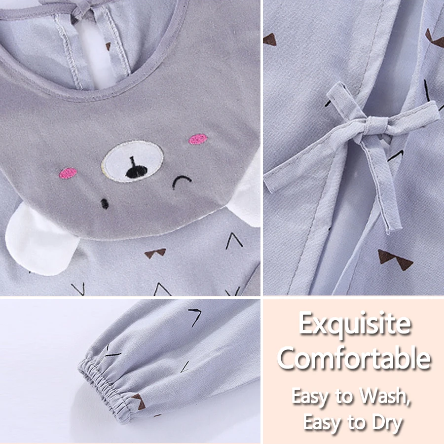 Детский нагрудник из водонепроницаемого хлопка бандана с длинными рукавами