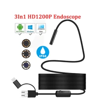 MiniCamera Endoscope HD 1200P IP68 2M Hard Flexible Tube Mirco USB Type-C Borescope Video Inspection for Android Car Endoscope