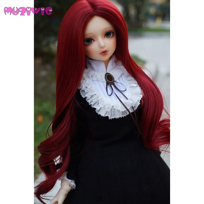 MUZIWIG bjd 1/3 ручной работы парик для куклы-ребенка высокотемпературные волокна волос красное вино длинные волнистые кудрявые волосы для парики для кукол аксессуары