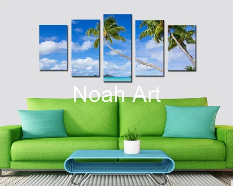 Beautiful Poster Picture Coconut Palm Sunshine Beach Spray Painting on Fabric Cloth High Definition Canvas Printings for Bedroom | Дом и сад
