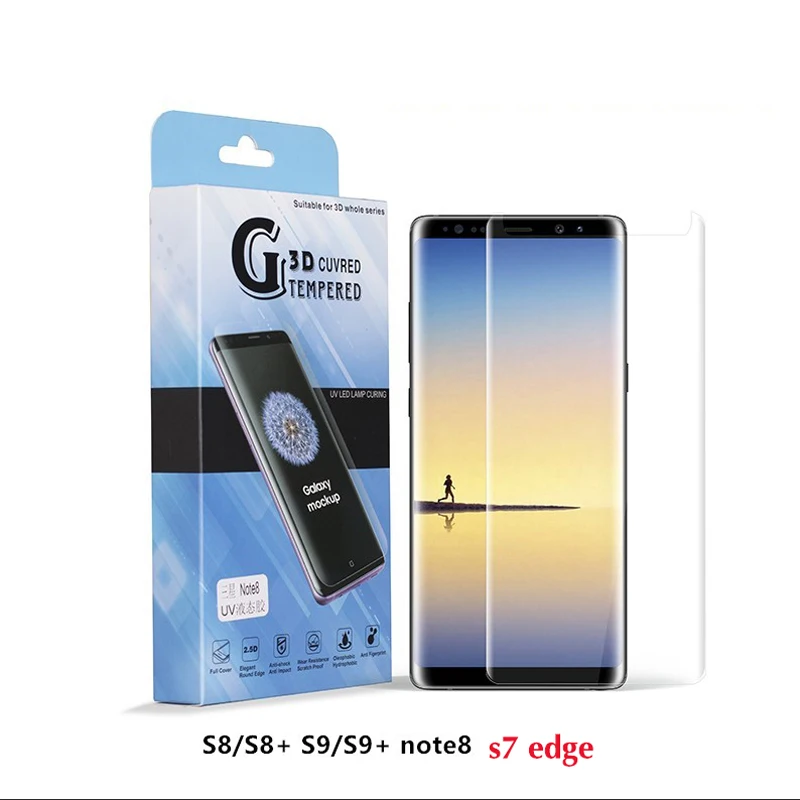 2 шт полный жидкий клей протектор экрана для samsung Note 8 UV для Galaxy S8 S9 Plus закаленное стекло для samsung Note 9 S10e S10P
