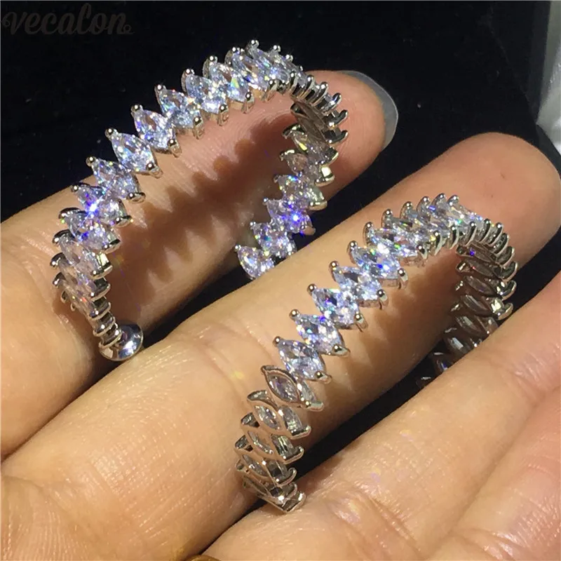 Женские офисные висячие серьги Vecalon круглые с фианитом AAAAA белые Позолоченные