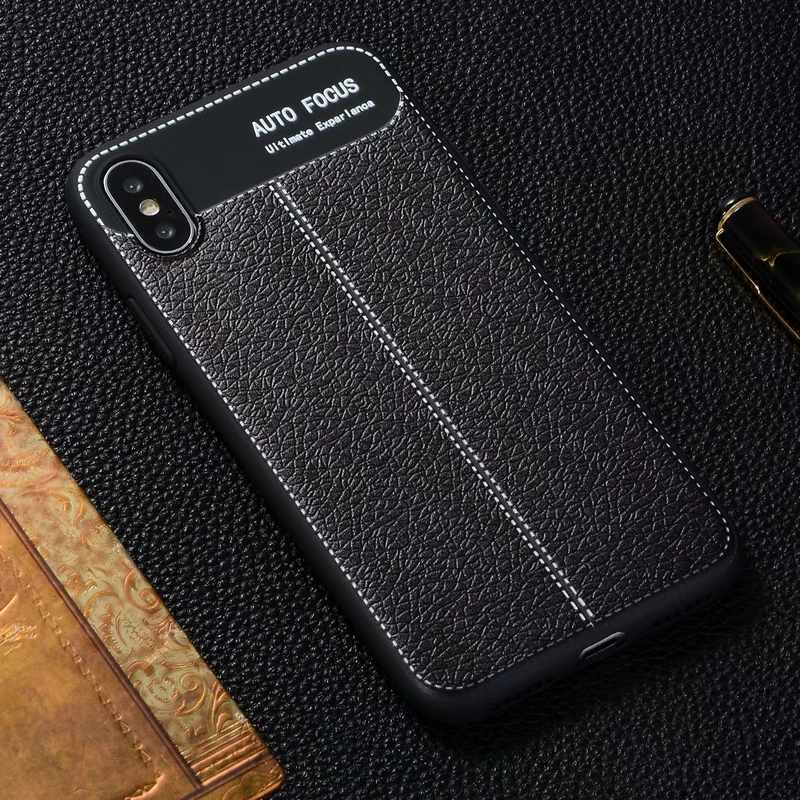 Тонкий чехол для телефона iPhone 6S 6 7 8 Plus XS Max кожаный Мягкая кожа ТПУ силиконовый