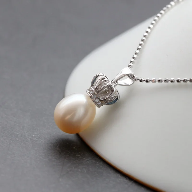 Korean fashion sterling silver crown pendant 925 sterling silver with natural pearl pendant free shipping
