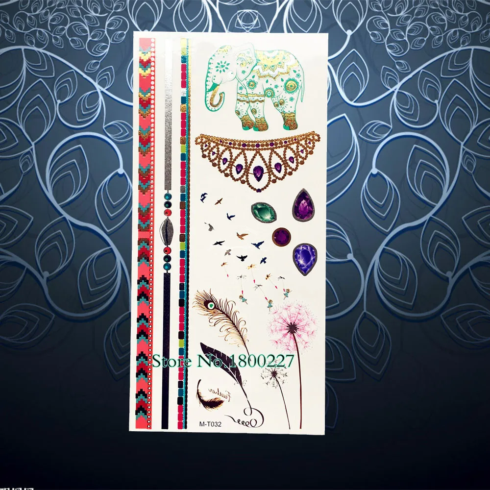 Кристальный драгоценный камень дизайн поддельная хна Золотая временная