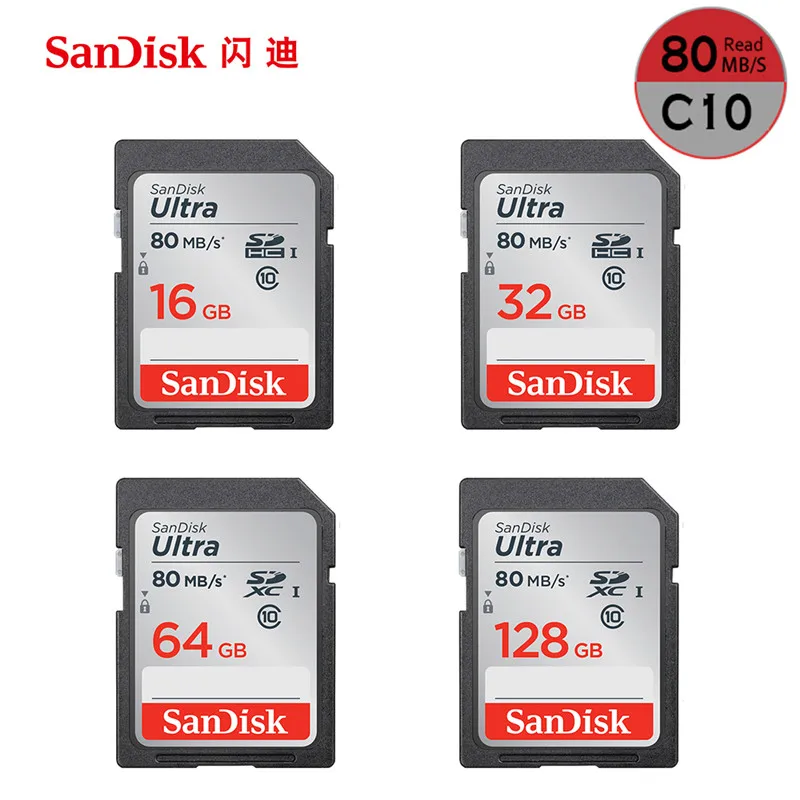 Двойной Флеш накопитель SanDisk 95MBS SD карты для Камера 80 МБ 256 ГБ 128 Гб 64 32 оперативной