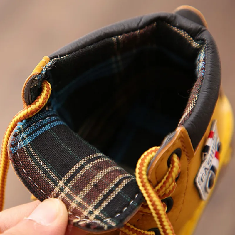 

Winter PU Leather Kids Baby Girl Boys Shoes Boots Waterproof Breathable Low-Heeled Ankle Shoes casually