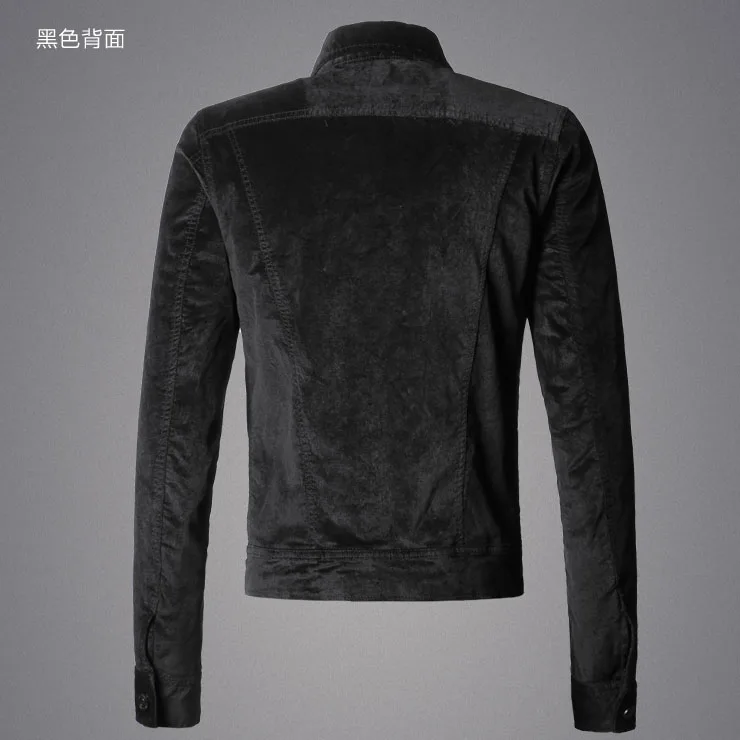 

2018 Autumn new slim fit velvet jacket shirt men British style men's black short jacket casual brand clothing chaqueta hombre