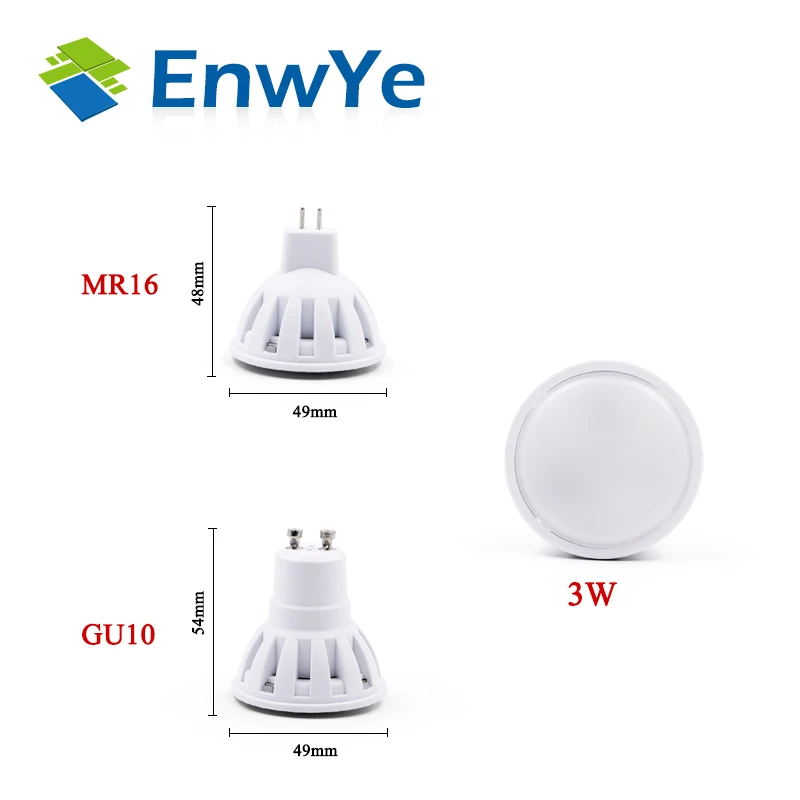 EnwYe Светодиодный светильник GU10 MR16 Светодиодный светильник 2 Вт 3 Вт 4 Вт 5 Вт 6 Вт 220 В лампада светодиодный конденсаторный светильник рассеивающий прожектор энергосберегающее домашнее освещение