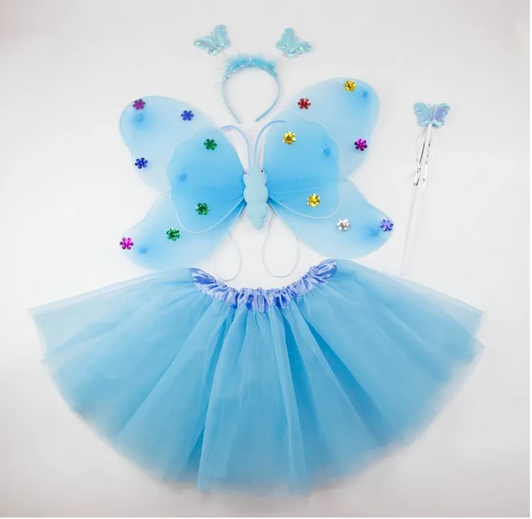 Бесплатная доставка Розовый Зеленый 4 шт в наборе принцесса набор виде крыльев