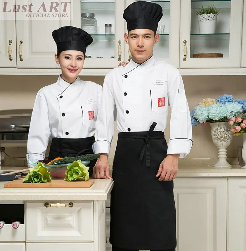 Одежда для повара белая с длинным рукавом B051C|chef clothing|cook uniformcooking clothes |