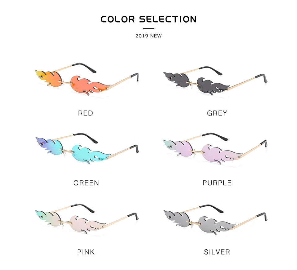 Новые 2019 модные солнцезащитные очки с огненным пламенем для женщин и мужчин, без оправы, солнцезащитное стекло с узкими линзами, предметы роскоши в узком уличном стиле.