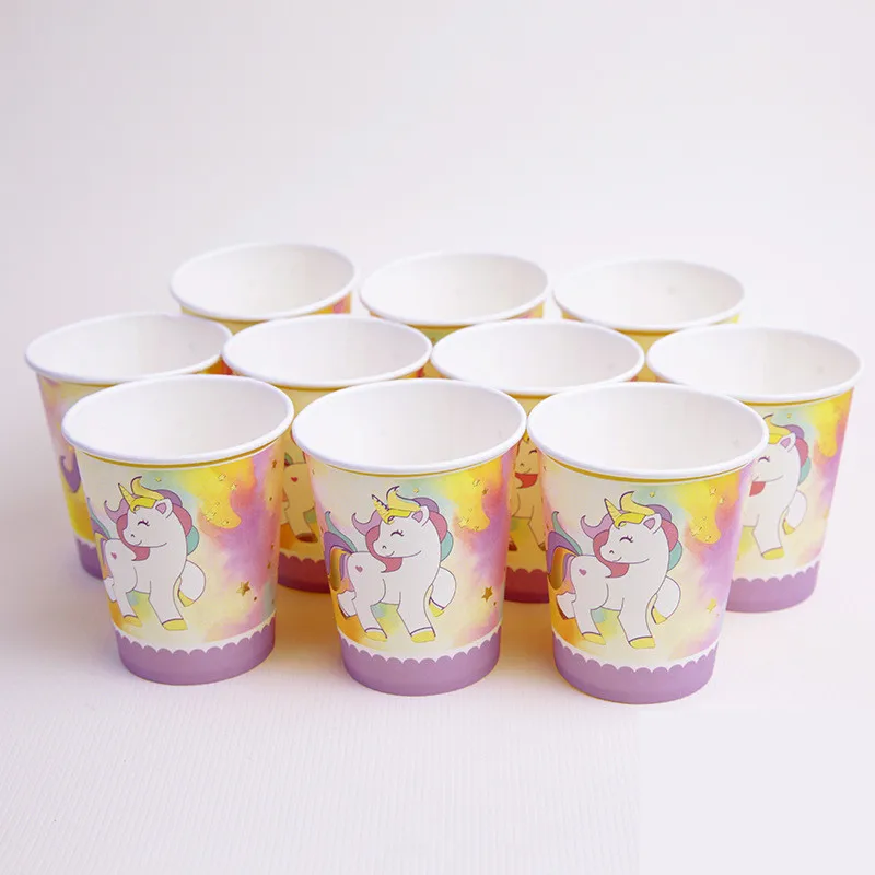 10Pcs/Set Unicorn Disposable Tableware Paper Cup Girl Birthday Table Decoration Team Bride To Be Wedding Party Supplies SD25 | Дом и сад