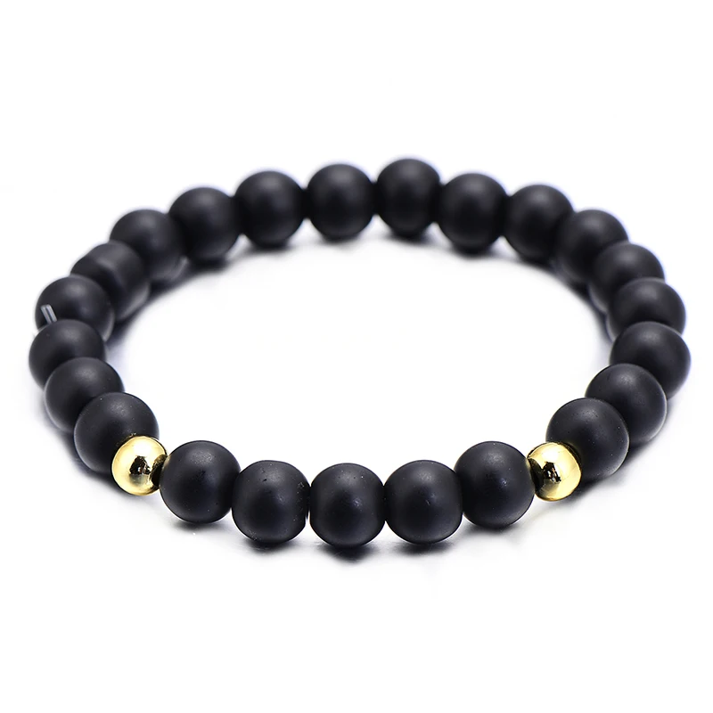 VEKNO 8 мм Черный Природный лавовый Камень Strand браслет для мужчин и женщин Йога