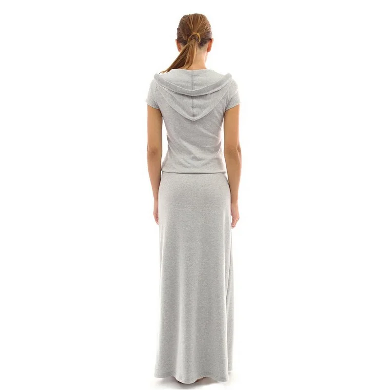 Летнее платье макси новинка 2017 года поступления Модная тонкая талия с капюшоном