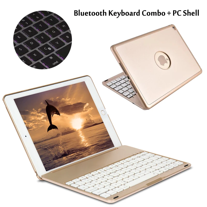 Wireless Bluetooth Keyboard Case For iPad 9.7 New 2017 2018 A1822 A1823 cases Backlit Light keyboard funda cover + flim pen | Компьютеры и