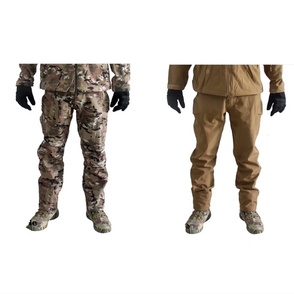 Зимние теплые флисовые брюки Софтшелл Акула кожа уличные тактические военные